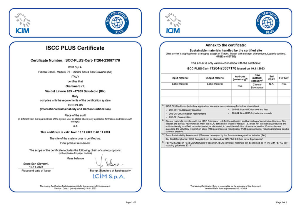 iscc plus certificate